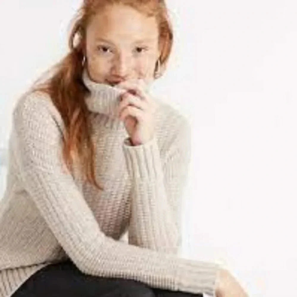 Madewell Merino Wool Ribbed Turtleneck Tunic Sweater L